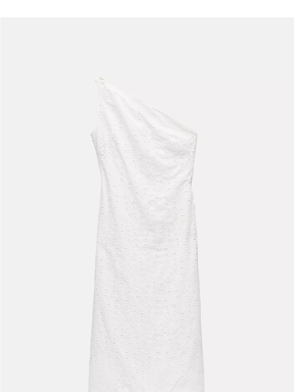 Zara One-Shoulder White Eyelet Dress